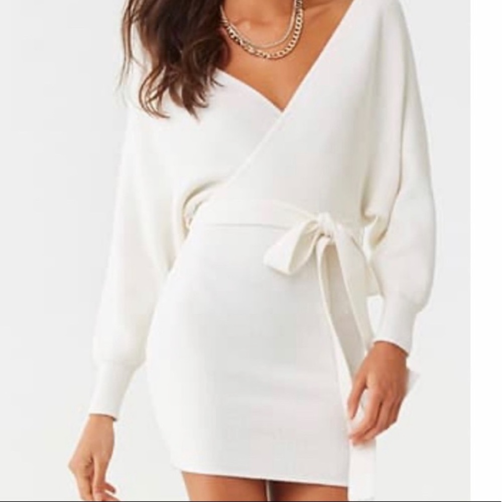 White/Cream F21 Sweater Dress Size L NWT